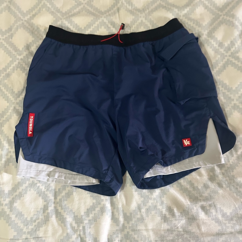 YoungLA Navy Blue Athletic Shorts